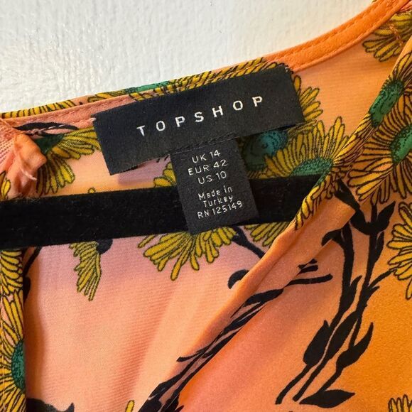 TOPSHOP Idol Daisy Print Midi Dress Pink Women’s Size 10 - Picture 7 of 8